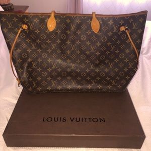 Louis Vuitton Never Full bag.  In fair condition. Duster bag and box included.